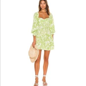 FAITHFULL THE BRAND Arianne Mini Dress in Lime Roos Tie Dye